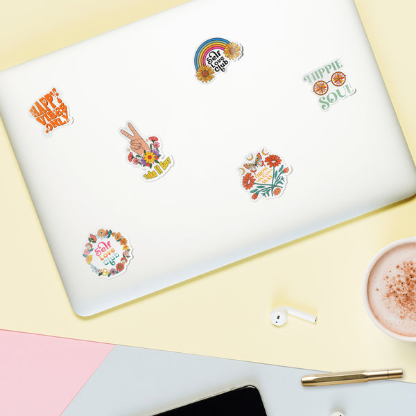 Floral Set of 6 Laptop Sticker-Matte Vinyl