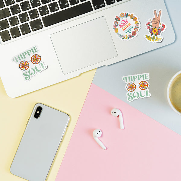 Floral Set of 6 Laptop Sticker-Matte Vinyl