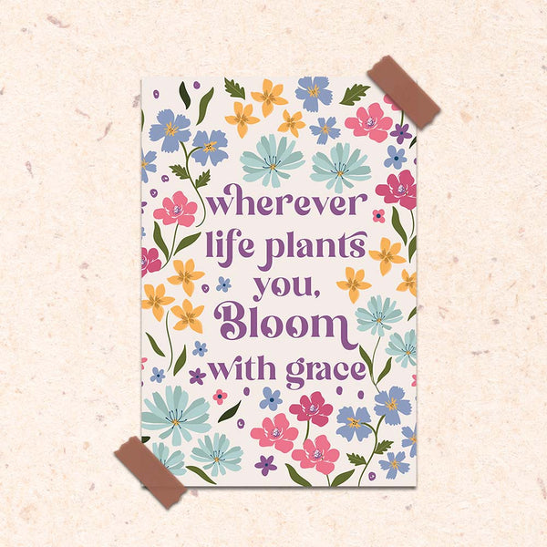 Bloom with Grace - Illustrated Floral Wall Art