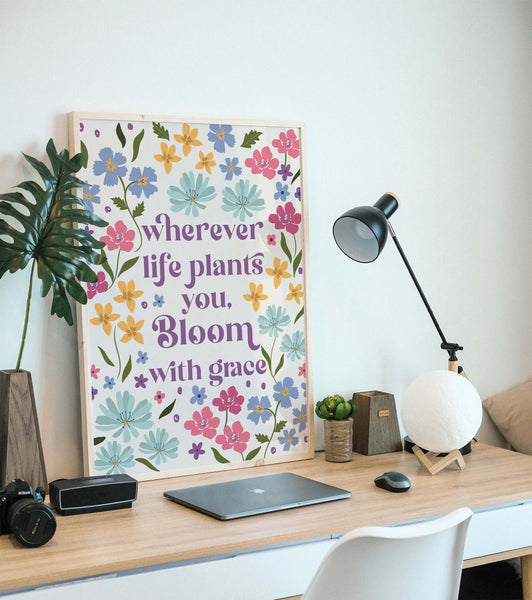 Bloom with Grace - Illustrated Floral Wall Art