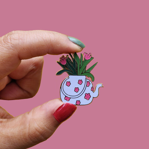 Wildflowers in a Kettle pot-Lapel Pin