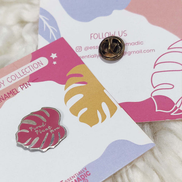 Proud Plant Mom-Pink Monstera Lapel Pin