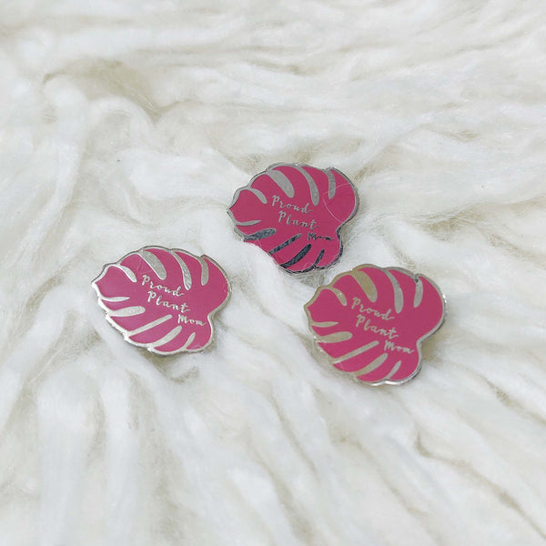 Proud Plant Mom-Pink Monstera Lapel Pin