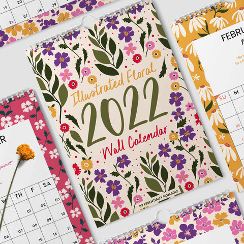 Floral Illustrated Wall Calendar 2022