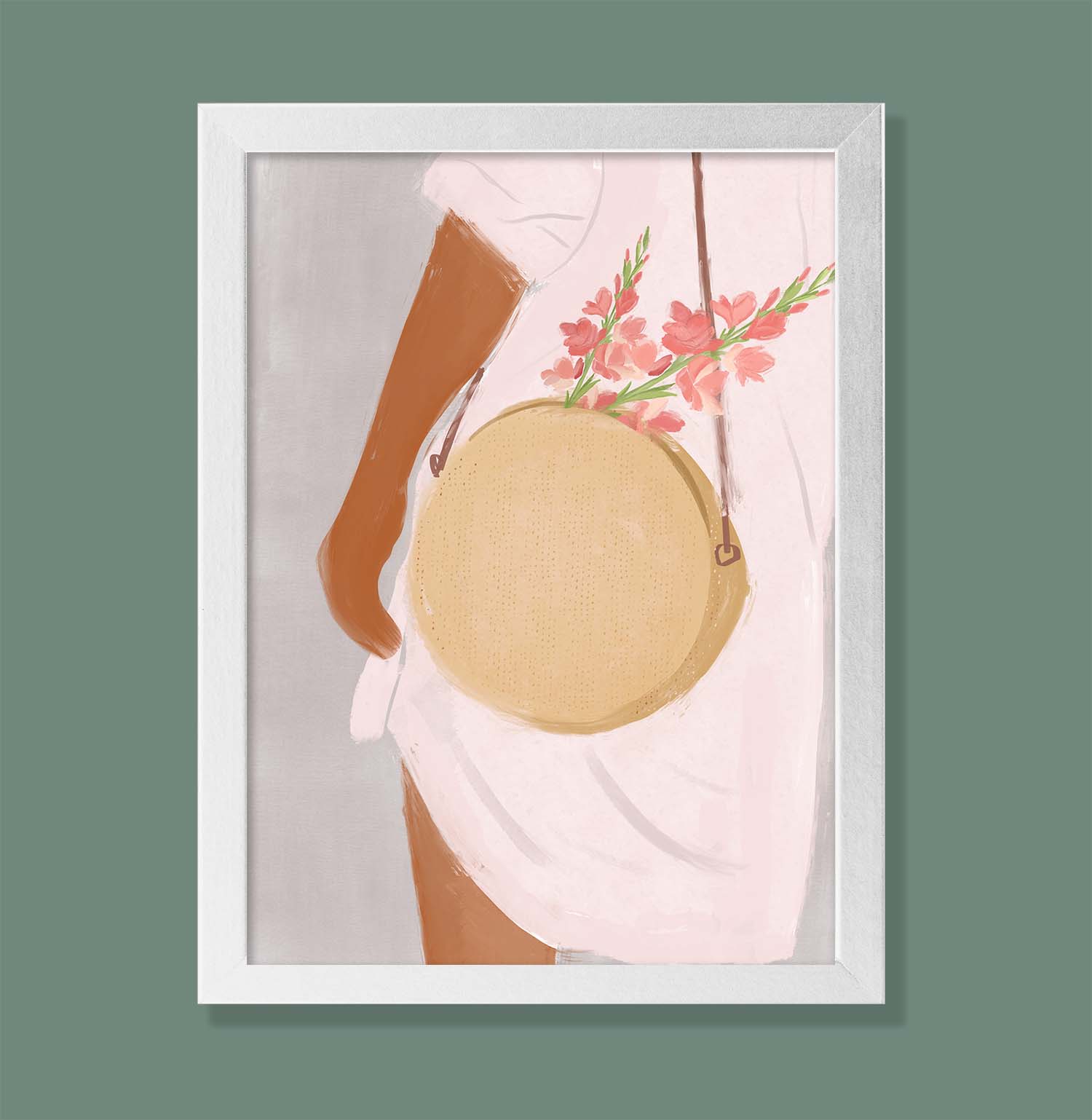 White shirt & Flowers in my Bag-Woman-Artprint