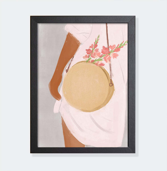 White shirt & Flowers in my Bag-Woman-Artprint