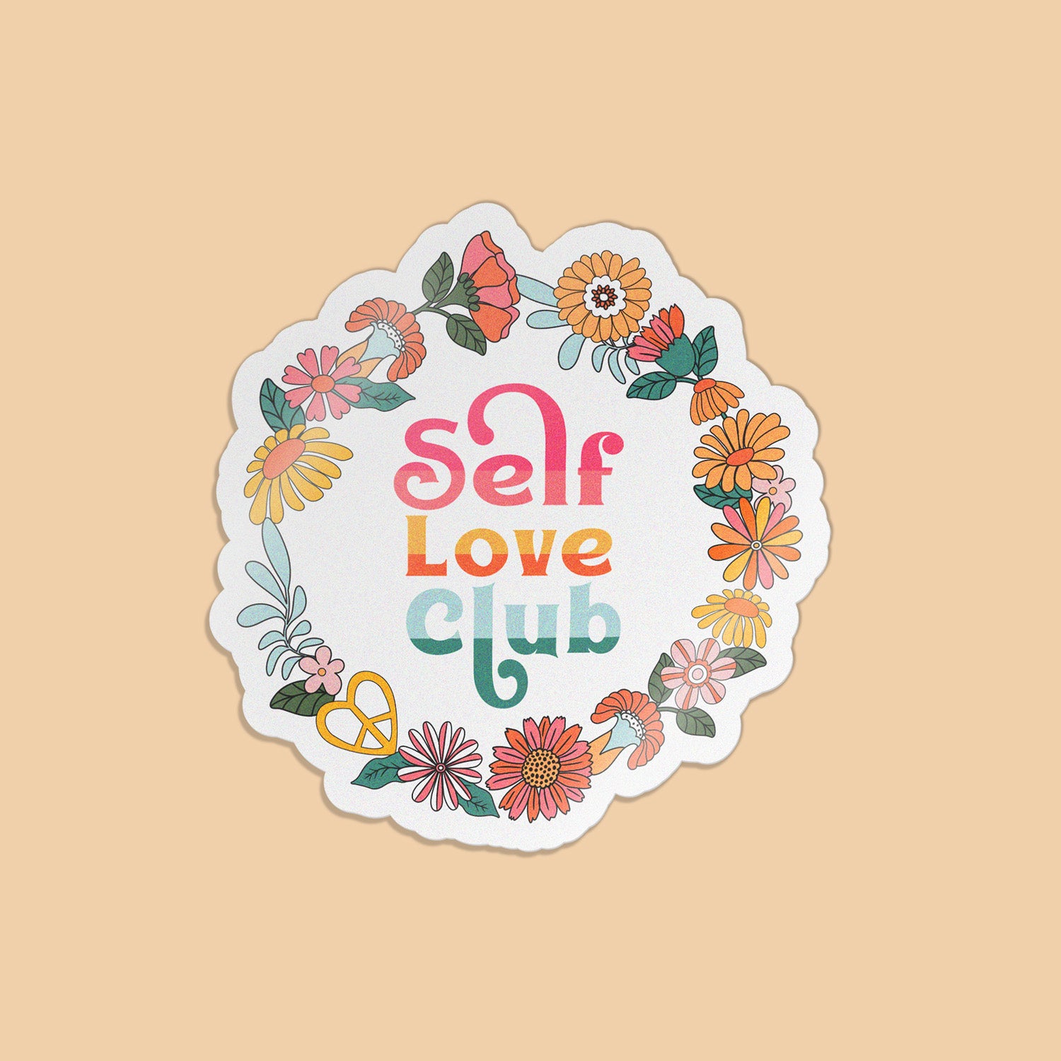 Self Love Club -Floral Laptop Sticker-Matte Vinyl