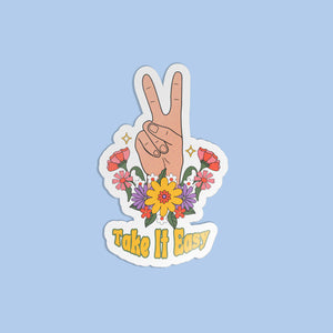 Take it easy - Floral Laptop Sticker-Matte Vinyl